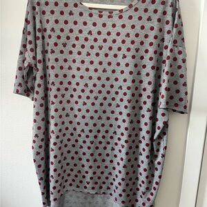 Gray and Red Polka Dot Women's Top